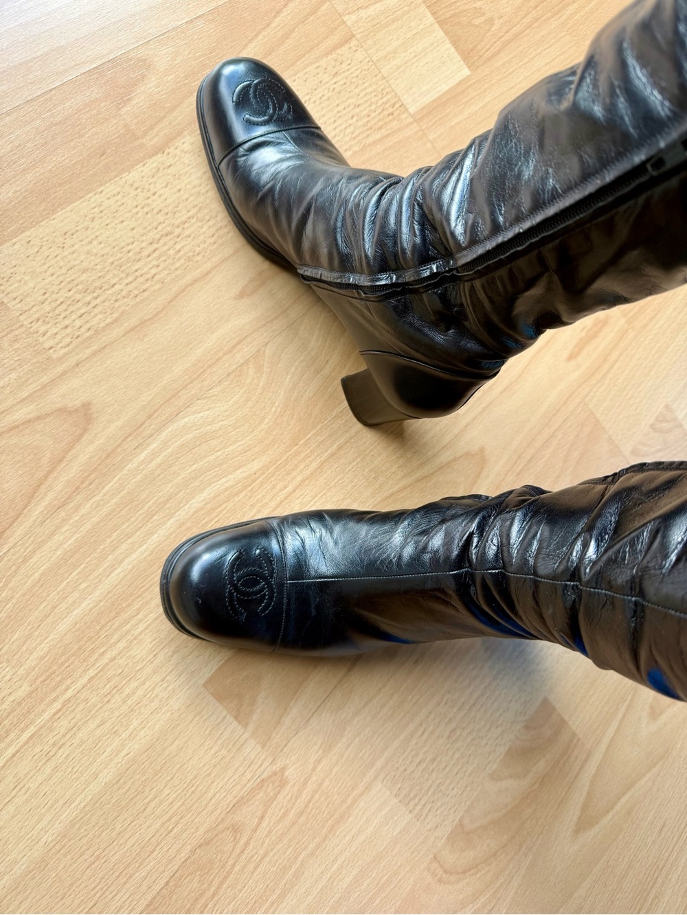 Vintage Chanel Black Leather Knee High Boots
Size 8.5 AUTHENTIC - Picture 13 of 13